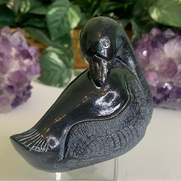 Aardik Collection Carved Black Soapstone Loon/Duck Bird Vintage 1972 Canada 4.25 - Picture 10 of 15